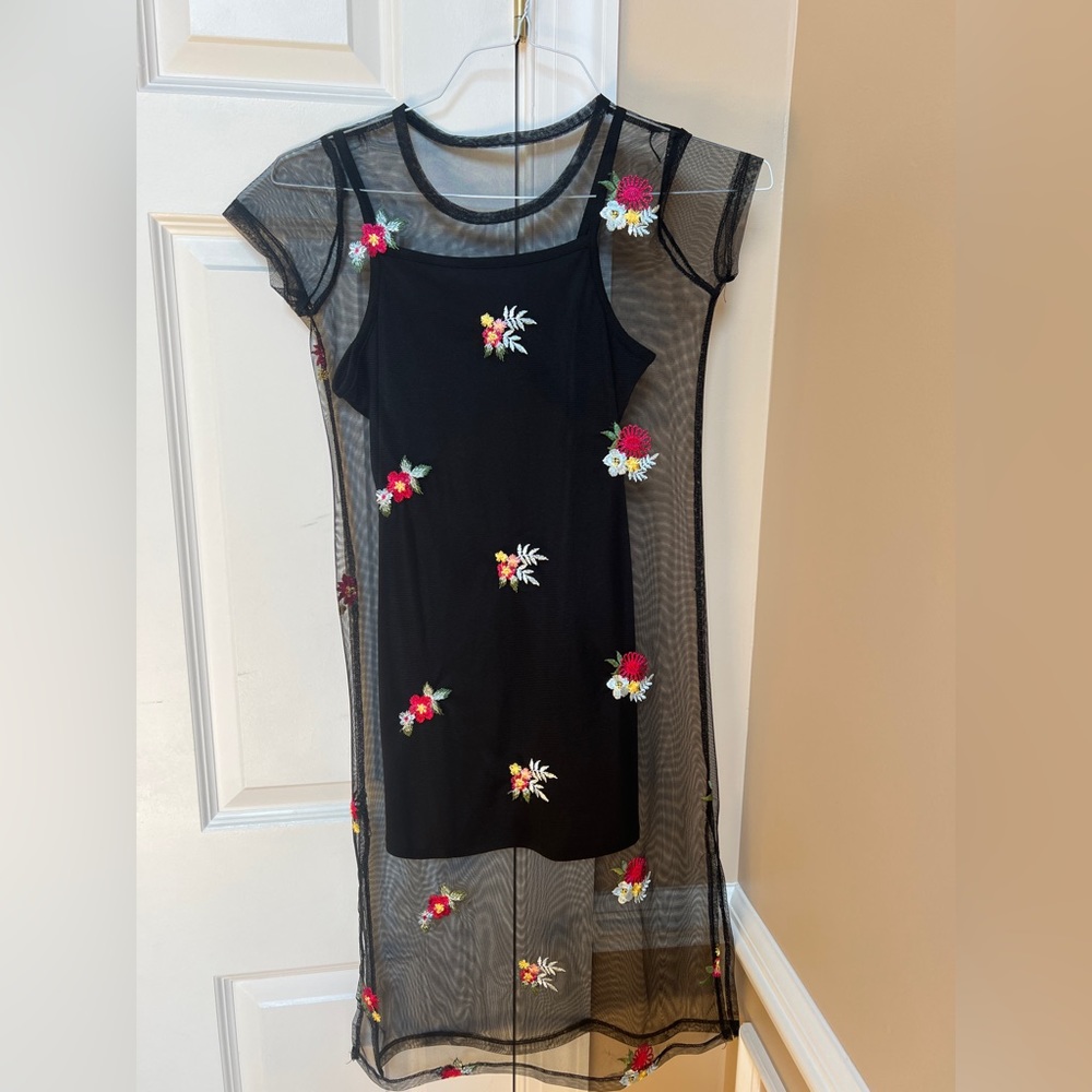 Art Class dress with floral embroidery